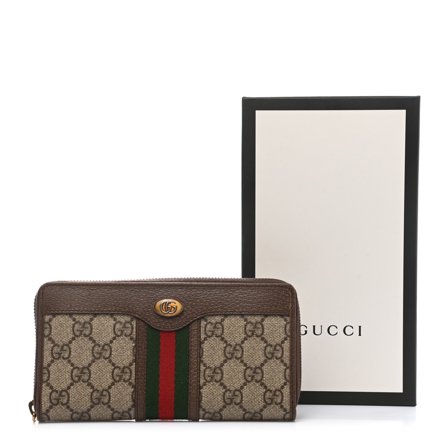 Gucci GG Supreme Monogram Web Ophidia Zip Around Wallet Brown 8 of 8