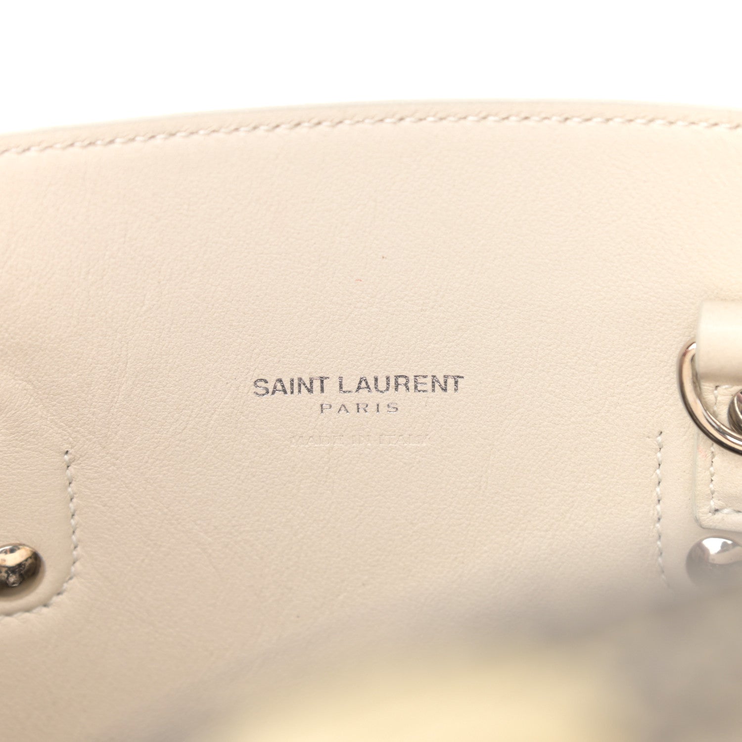 Saint Laurent Grained Calfskin Baby Sac De Jour White Black 5 of 9
