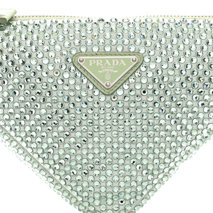 Prada Satin Crystal Triangle Pouch Acqua 8 of 10