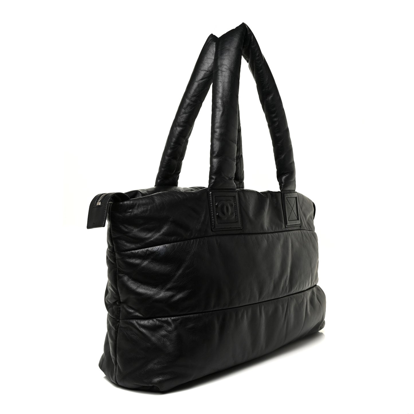 Lambskin Quilted Medium Coco Cocoon Reversible Tote Black