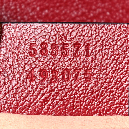 Gucci Vintage Effect Calfskin Matelasse Diagonal Mini Torchon GG Marmont Top Handle Shoulder Bag Black Romantic Cherry 7 of 12