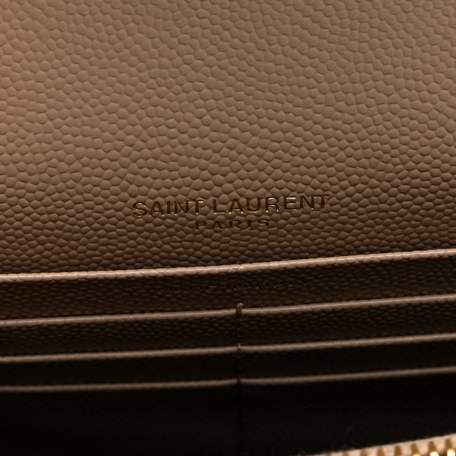 Saint Laurent Grain De Poudre Matelasse Chevron Monogram Envelope Chain Wallet Dark Beige 6 of 10