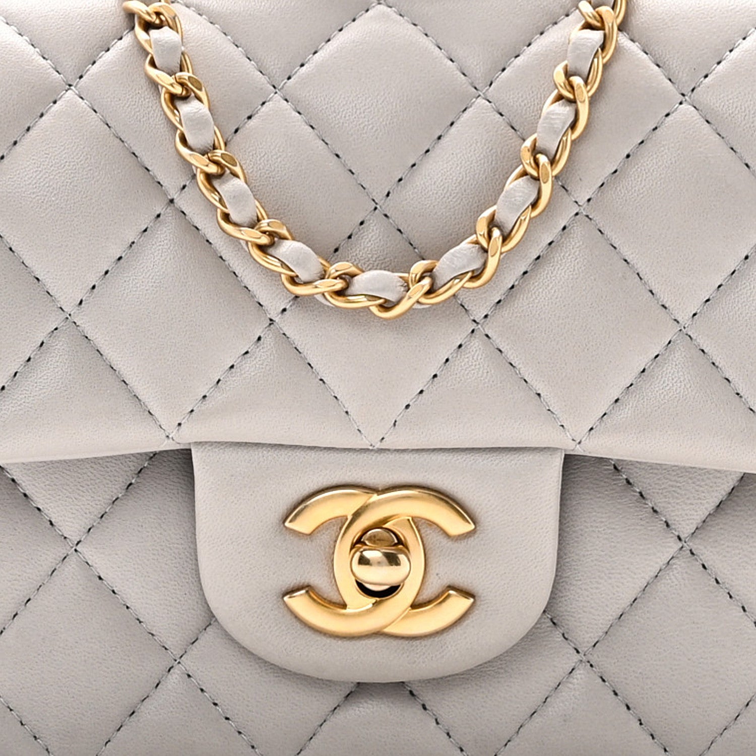 Chanel Lambskin Quilted Mini Top Handle Rectangular Flap Grey 8 of 10