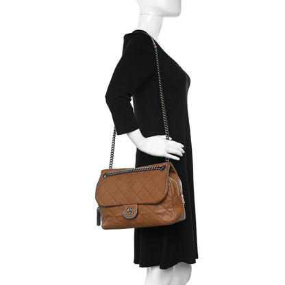 Chanel Calfskin Quilted Jumbo Coco Sporran Flap Light Brown 2 of 14