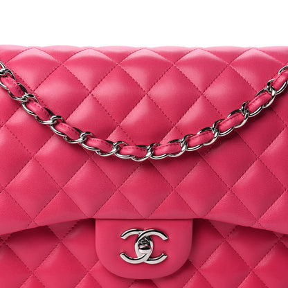 Chanel Lambskin Quilted Jumbo Double Flap Dark Pink 13 of 13