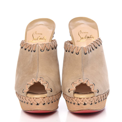 Christian Louboutin Suede Sablina 140 Platform Mules 36.5 Beige 2 of 14