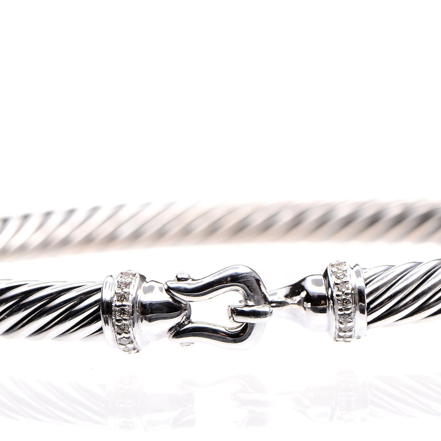 Sterling Silver Diamond 5mm Cable Buckle Bracelet