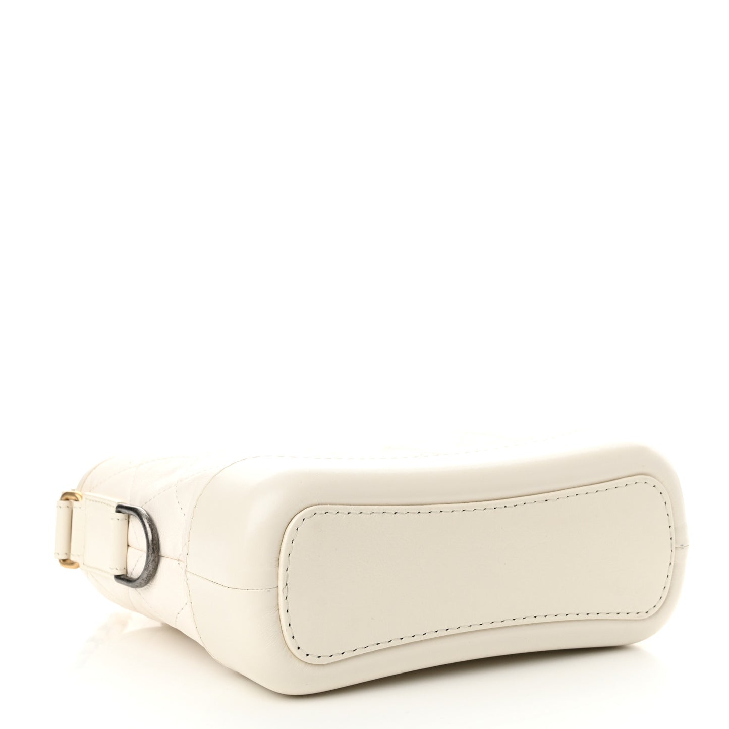 Aged Calfskin Quilted Small Gabrielle Hobo White