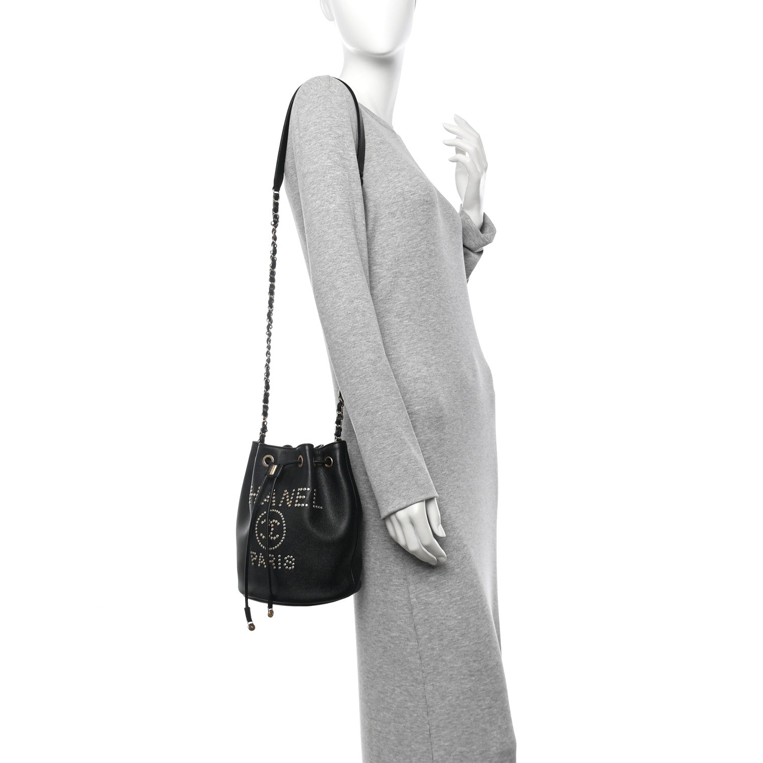 Chanel Caviar Deauville Drawstring Bucket Bag Black 2 of 10