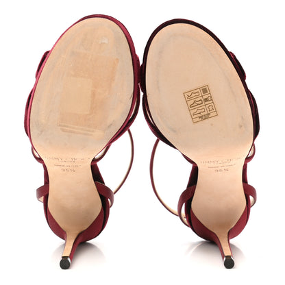 Jimmy Choo Velvet Satin Lola 120 Platform Sandals 35.5 Bordeaux 5 of 7