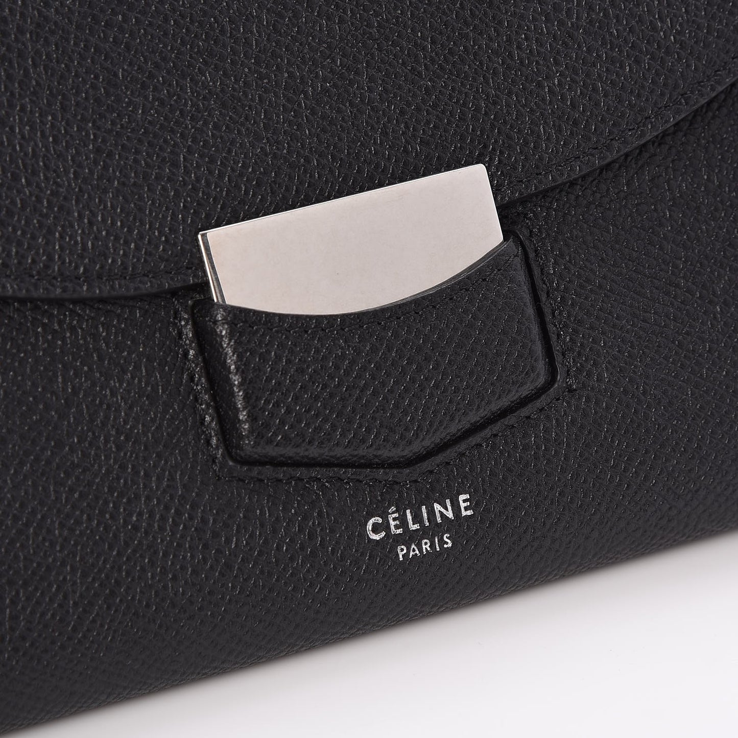 Grained Calfskin Large Trotteur Multifunction Flap Wallet Black
