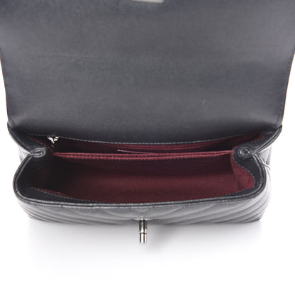 Chanel Caviar Chevron Quilted Mini Coco Handle Flap Black 5 of 12