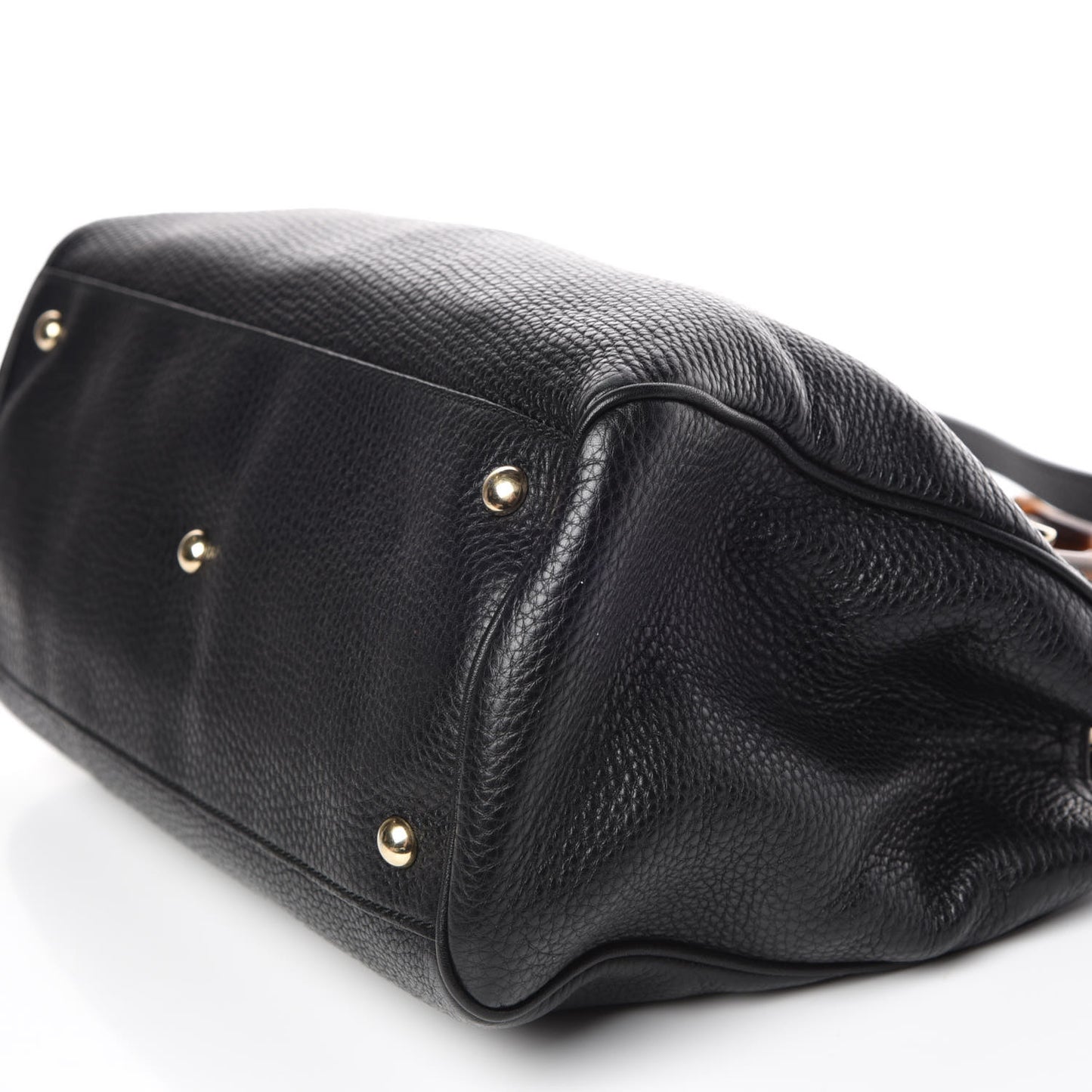 Pebbled Calfskin Medium Bamboo Shopper Tote Black