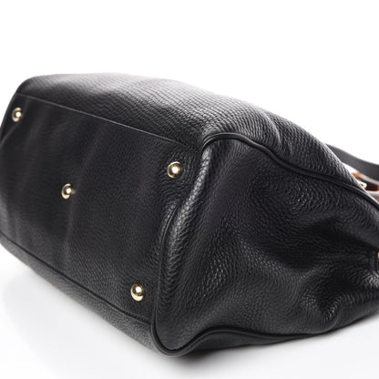 Gucci Pebbled Calfskin Medium Bamboo Shopper Tote Black 7 of 11