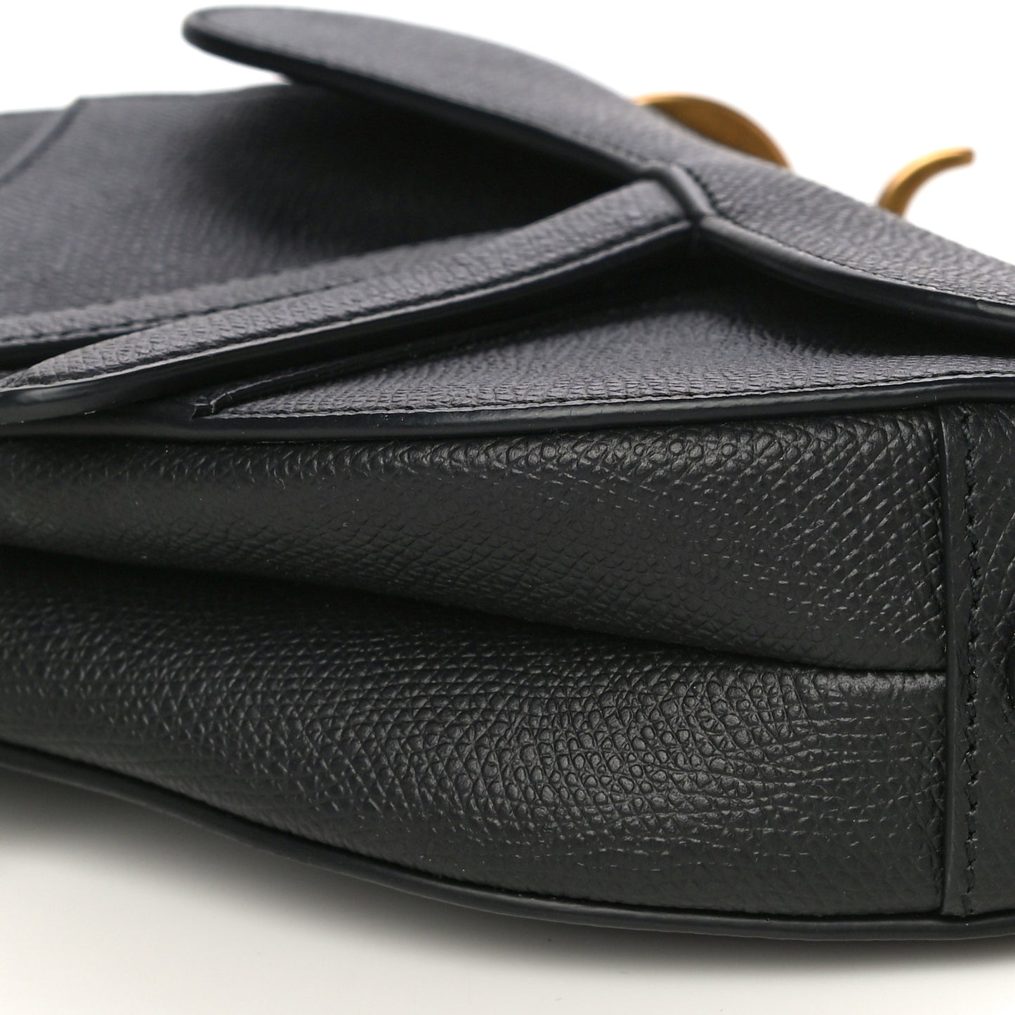 Grained Calfskin Mini Saddle Bag Black