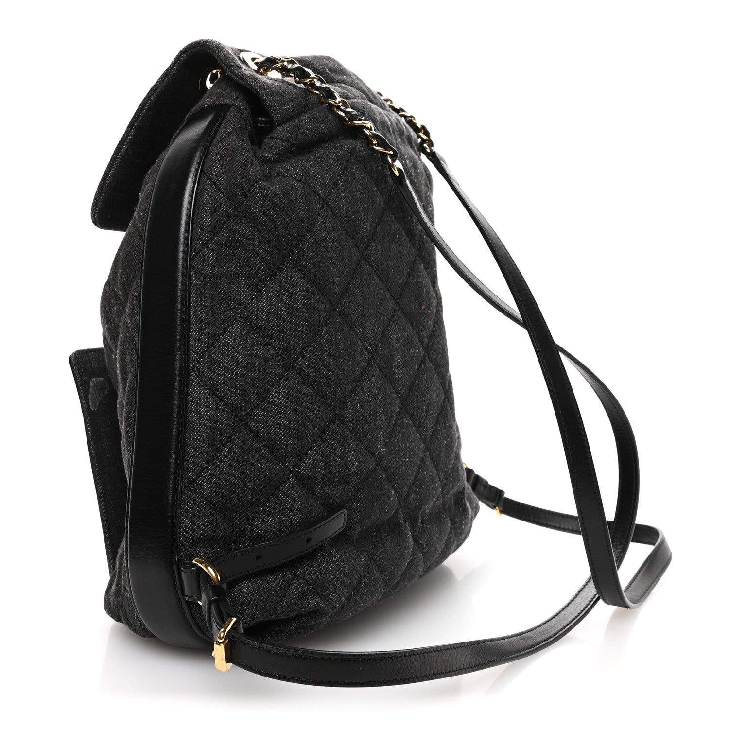 Chanel Denim Calfskin Quilted Backpack Dark Grey Black 3 of 10