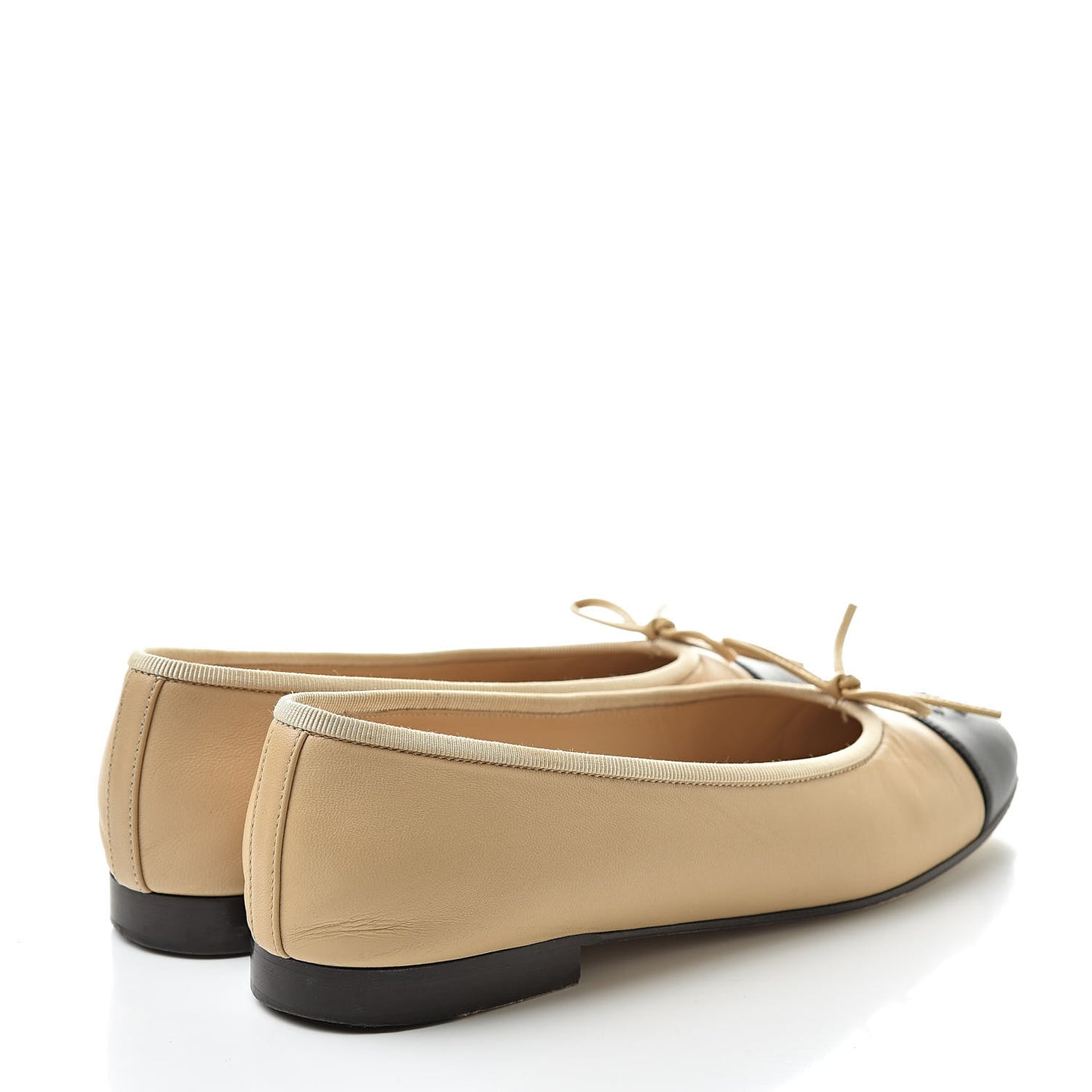 Lambskin Cap Toe CC Ballerina Flats 37 Beige Black