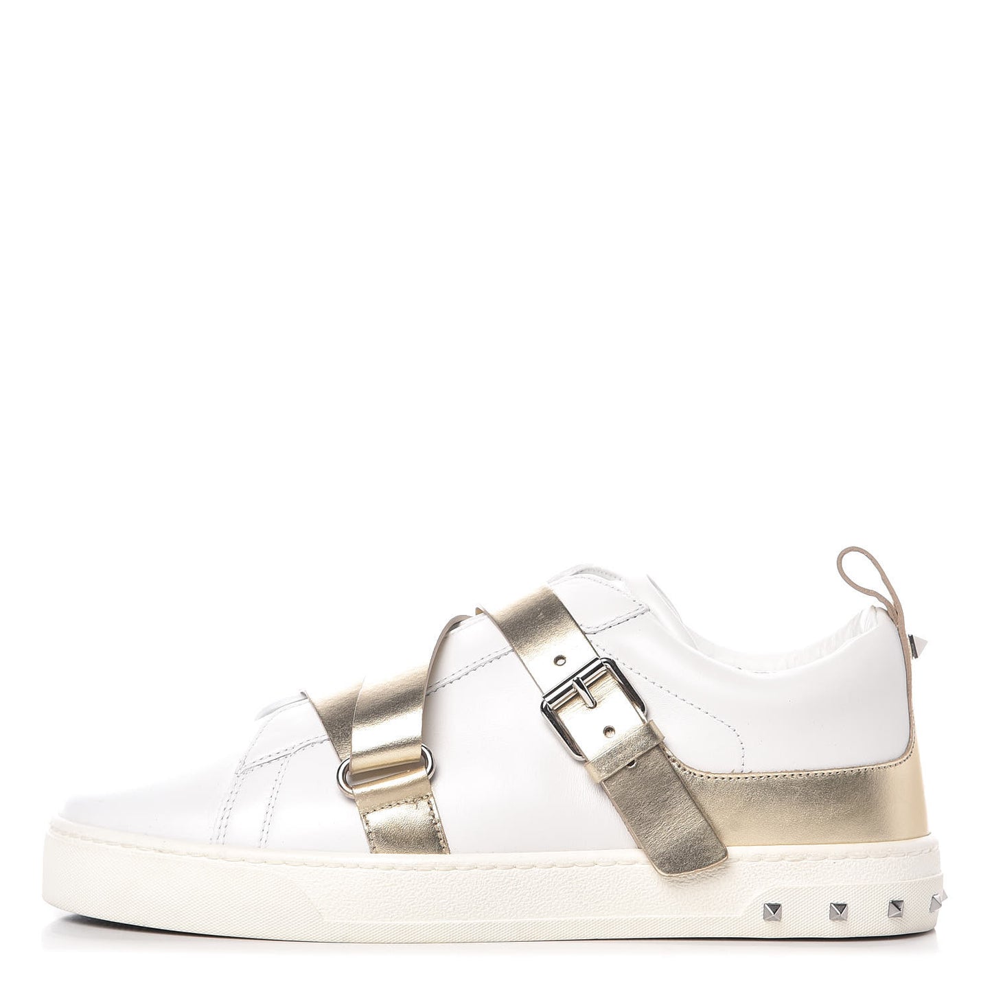 Calfskin Womens V Punk Low Top Sneakers 37 White Platino