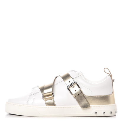 Valentino Garavani Calfskin Womens V Punk Low Top Sneakers 37 White Platino 1 of 9