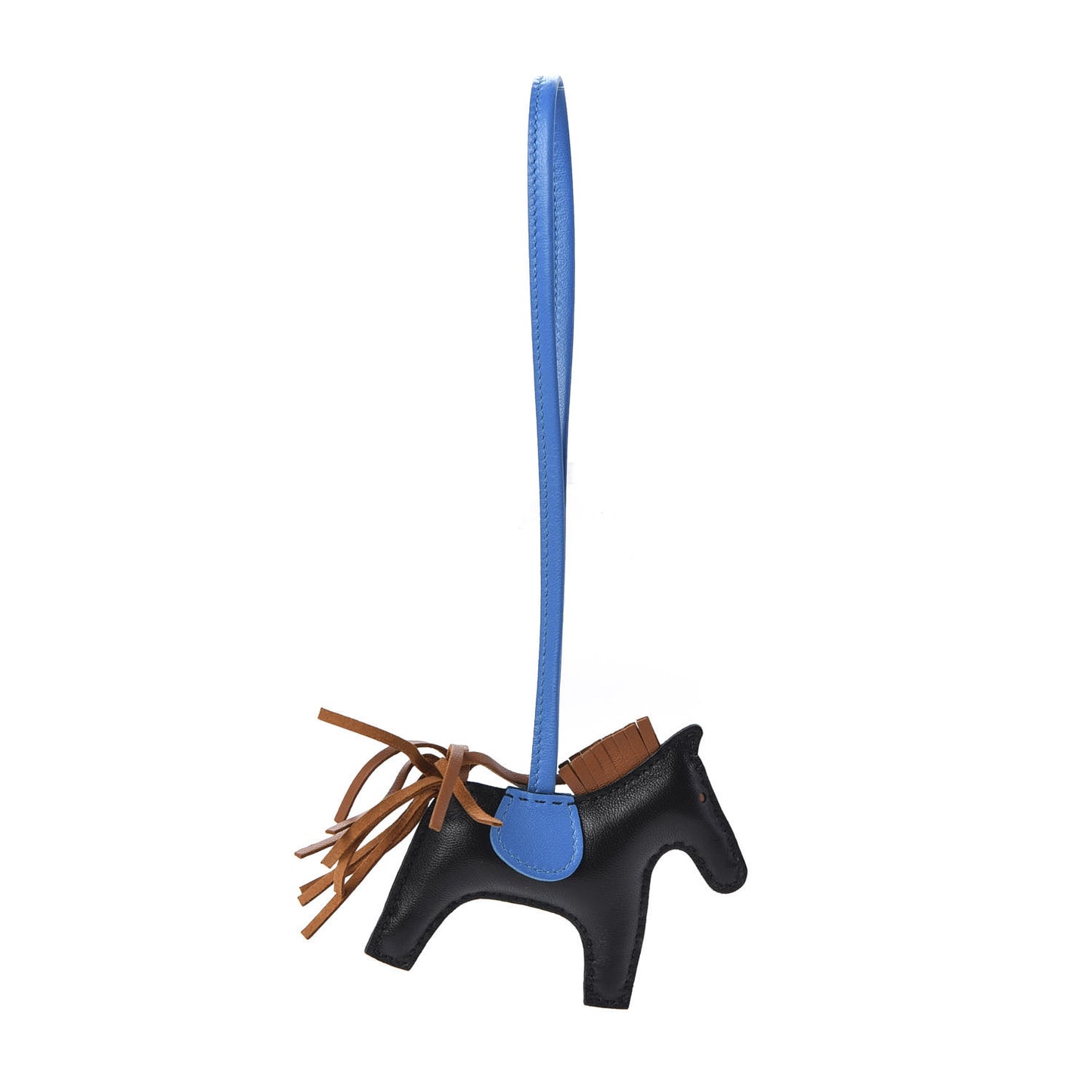 Milo Lambskin Grigri Rodeo Horse Bag Charm PM Black Bleu Saphir Gold