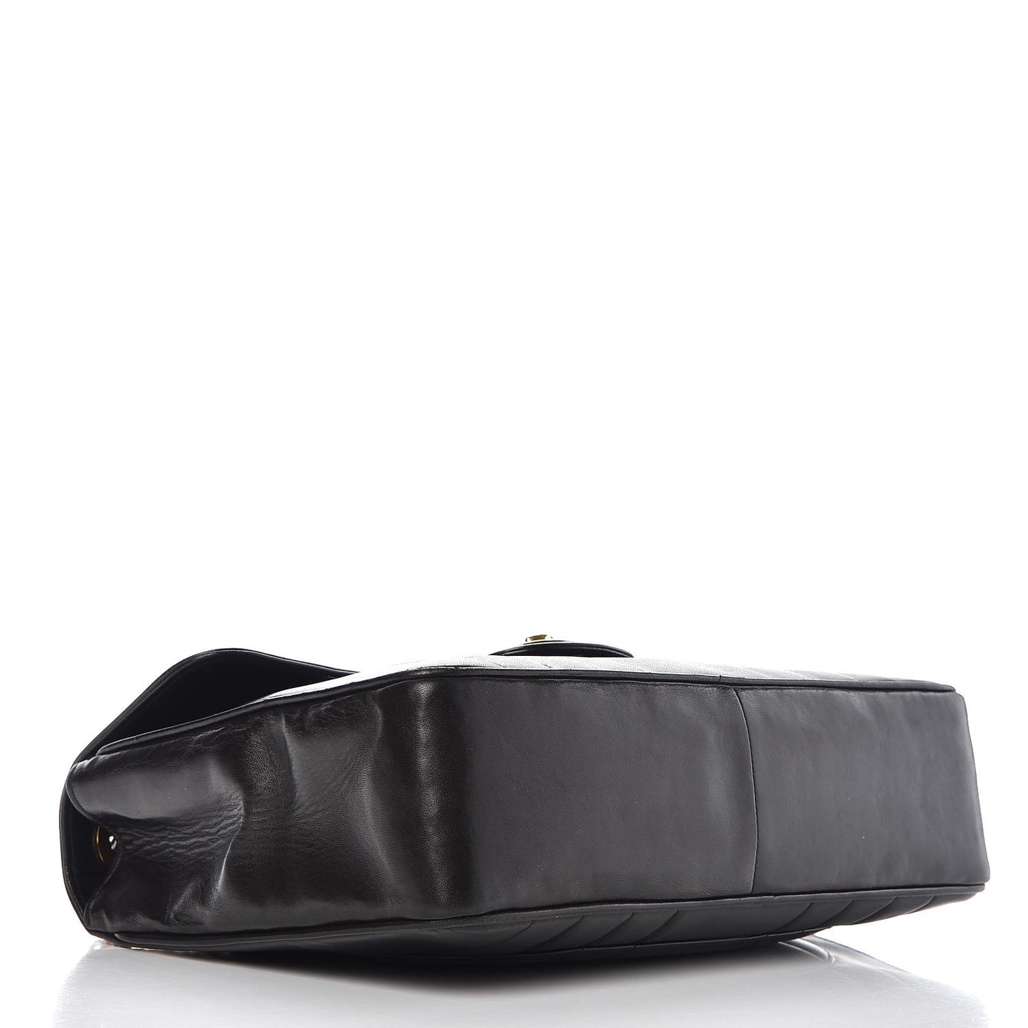 Lambskin Vertical Quilt Jumbo Single Flap Black