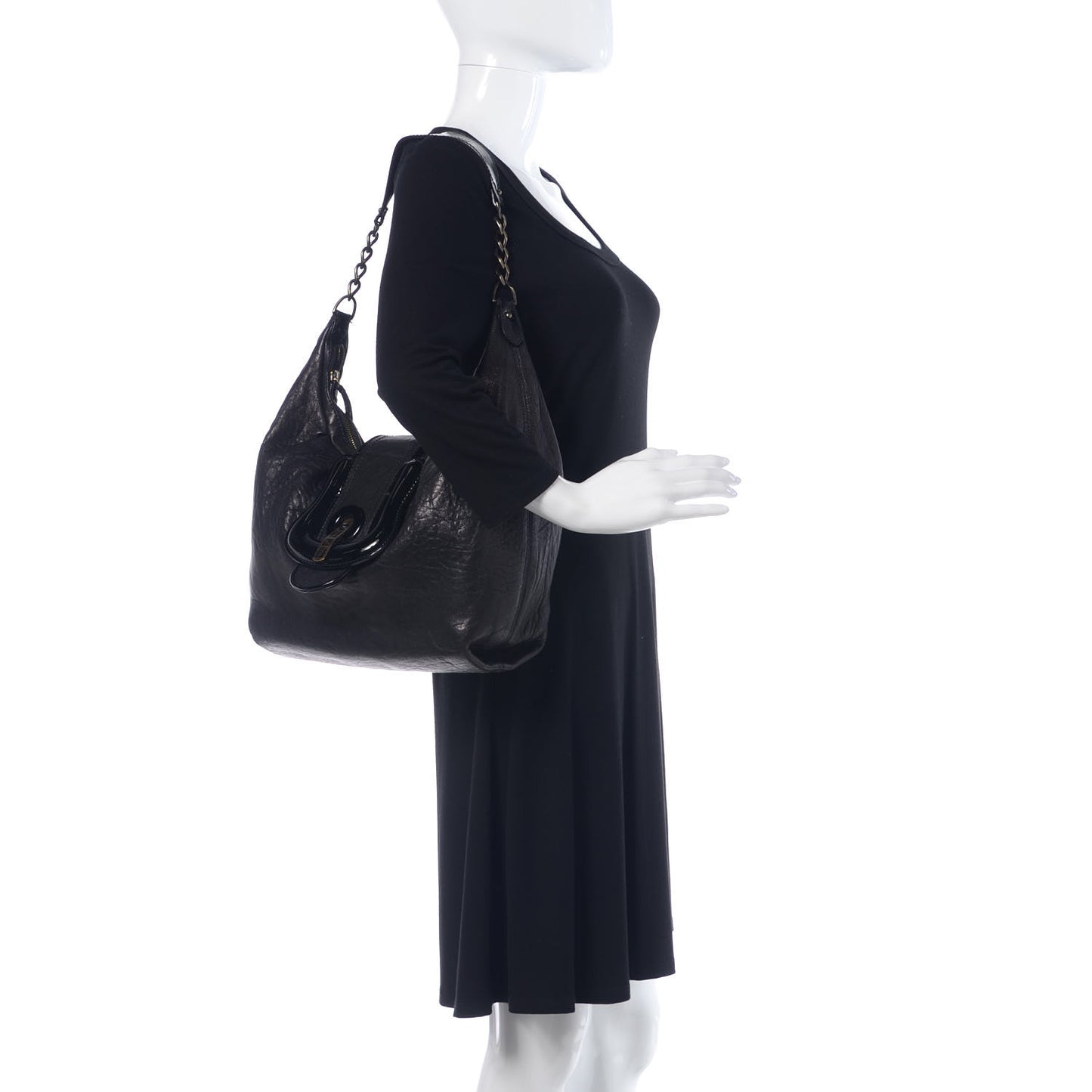 Nappa Patent B Buckle Hobo Black
