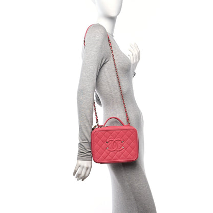 Chanel Caviar Quilted Medium CC Filigree Vanity Case Pink 2 of 12