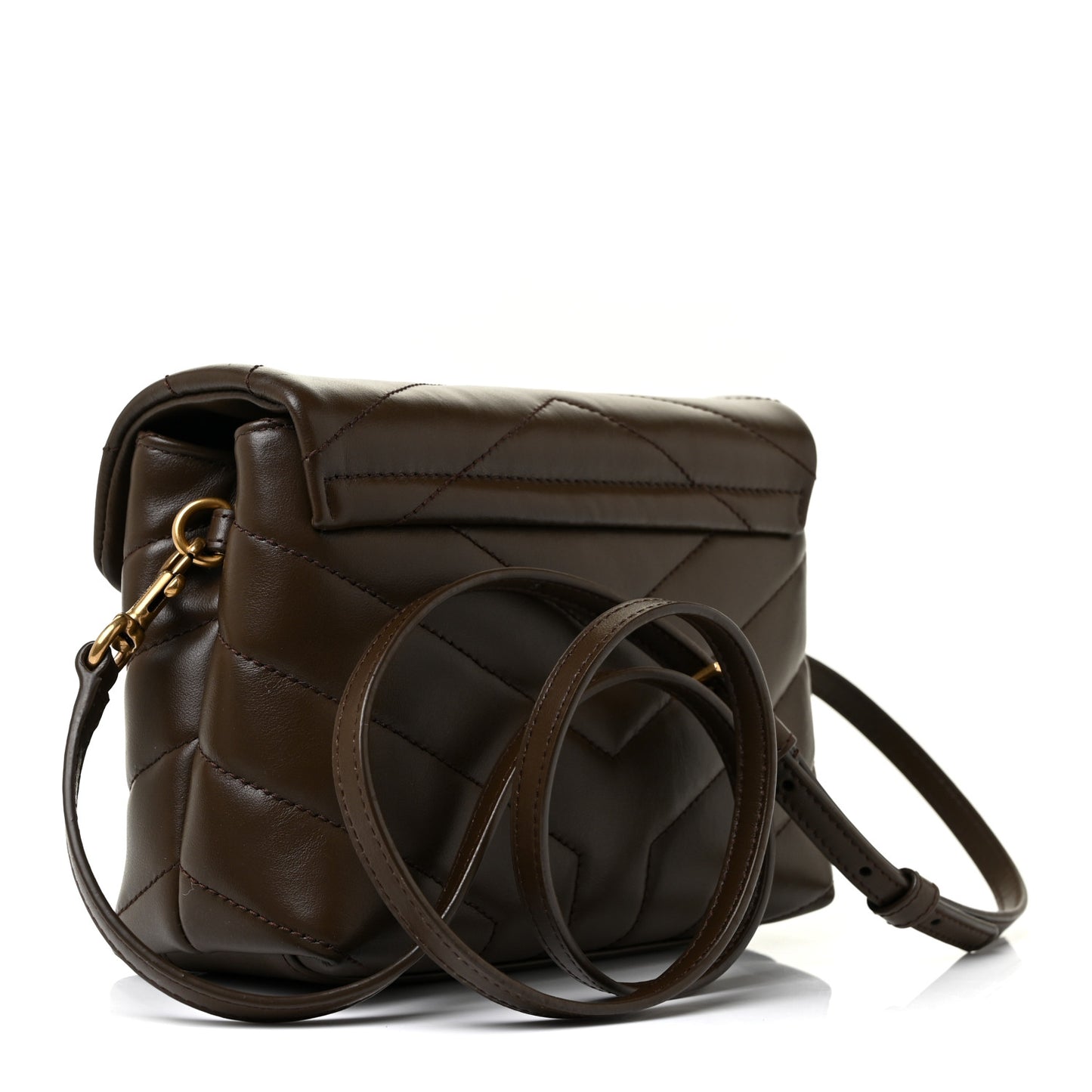 Calfskin Y Quilted Monogram Toy Loulou Crossbody Bag Soil Brown