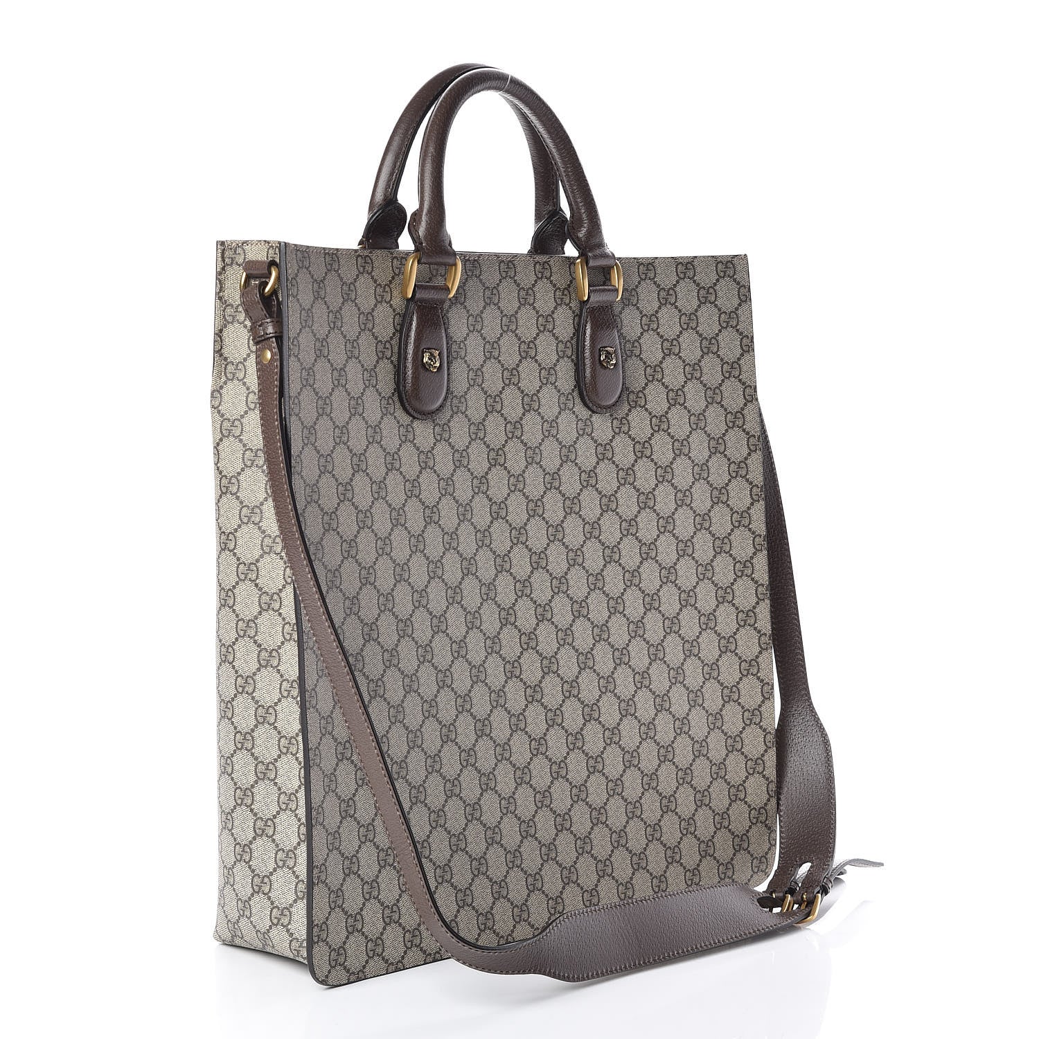Gucci GG Supreme Monogram Web Animalier Bee Vertical Tote Brown 3 of 9