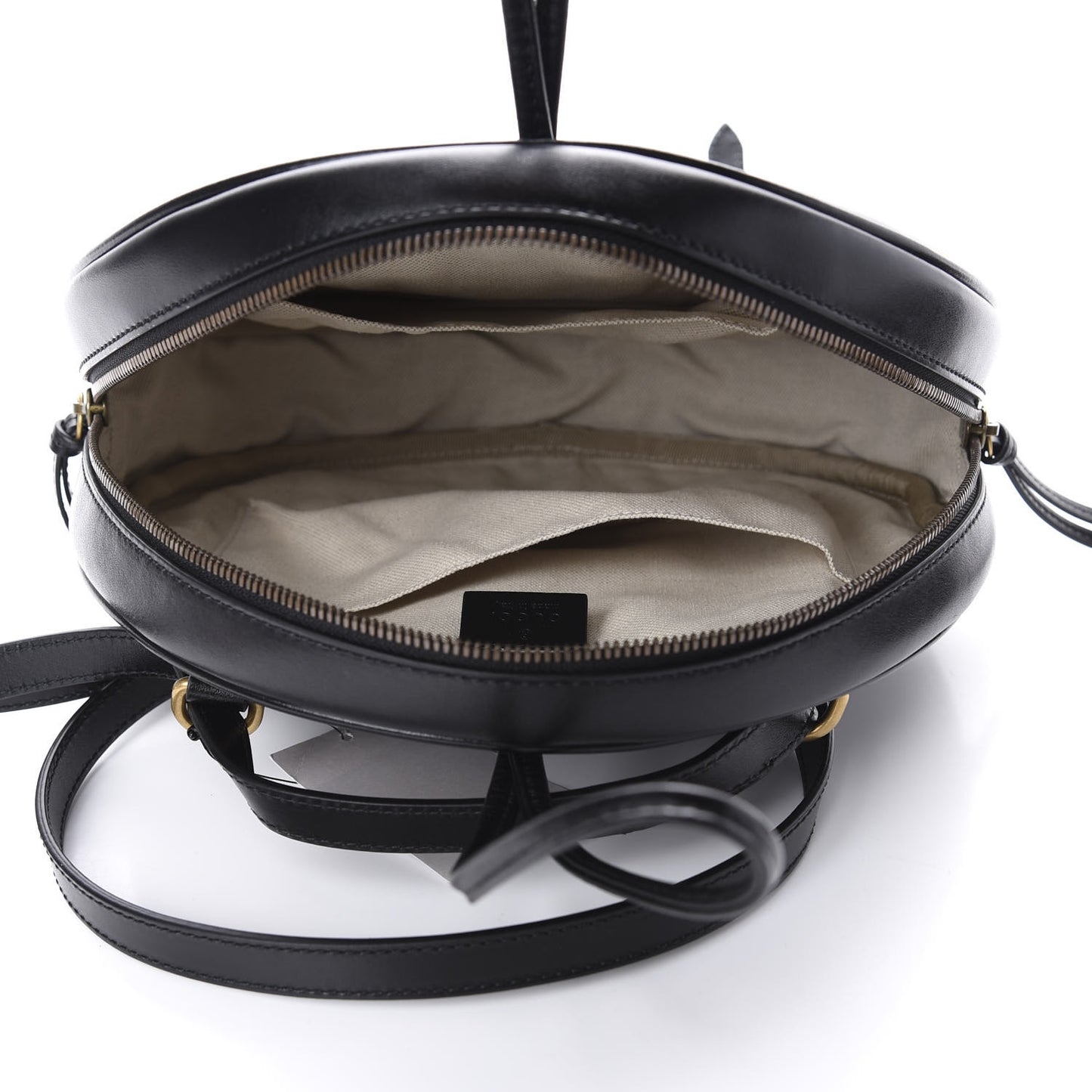 Calfskin LA Round Backpack Black Gold