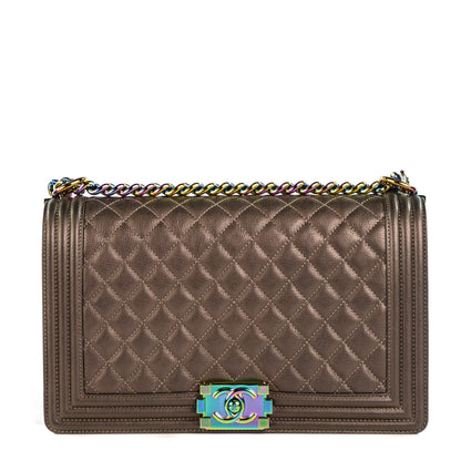 Chanel Iridescent Goatskin Quilted New Medium Boy Flap Bronze 1 of 8