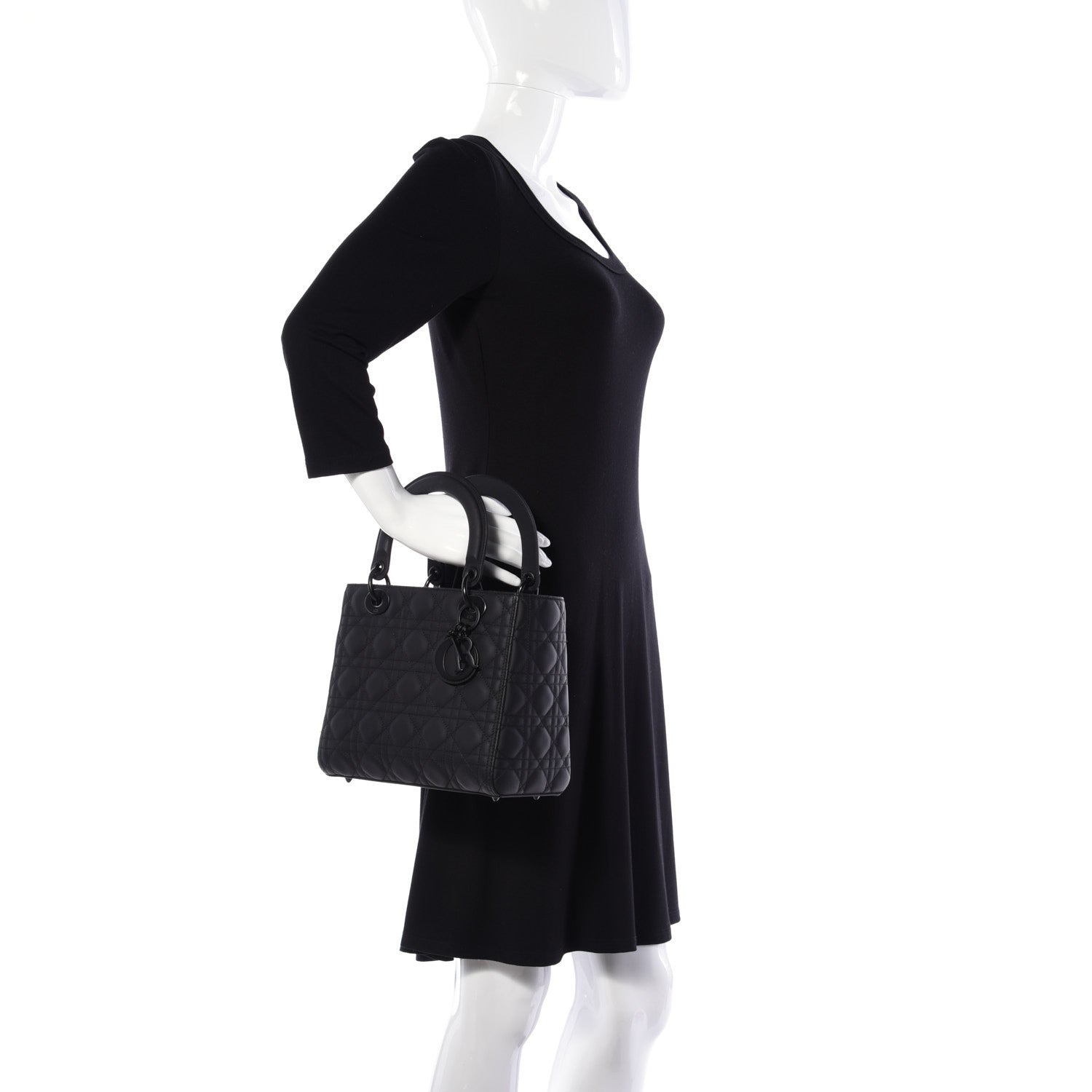 Christian Dior Ultra Matte Calfskin Cannage Medium Lady Dior Black 3 of 9