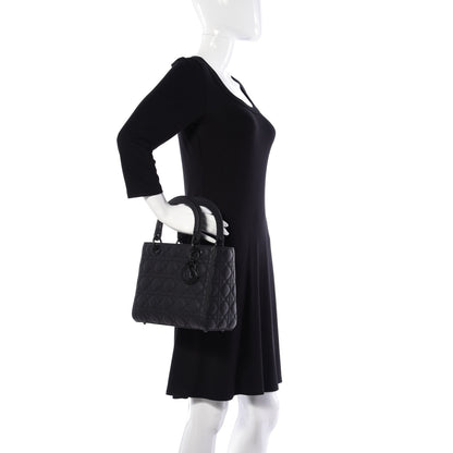 Christian Dior Ultra Matte Calfskin Cannage Medium Lady Dior Black 3 of 9