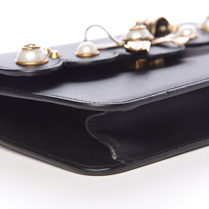 Gucci Calfskin Peony Small Chain Shoulder Bag Black 12 of 14
