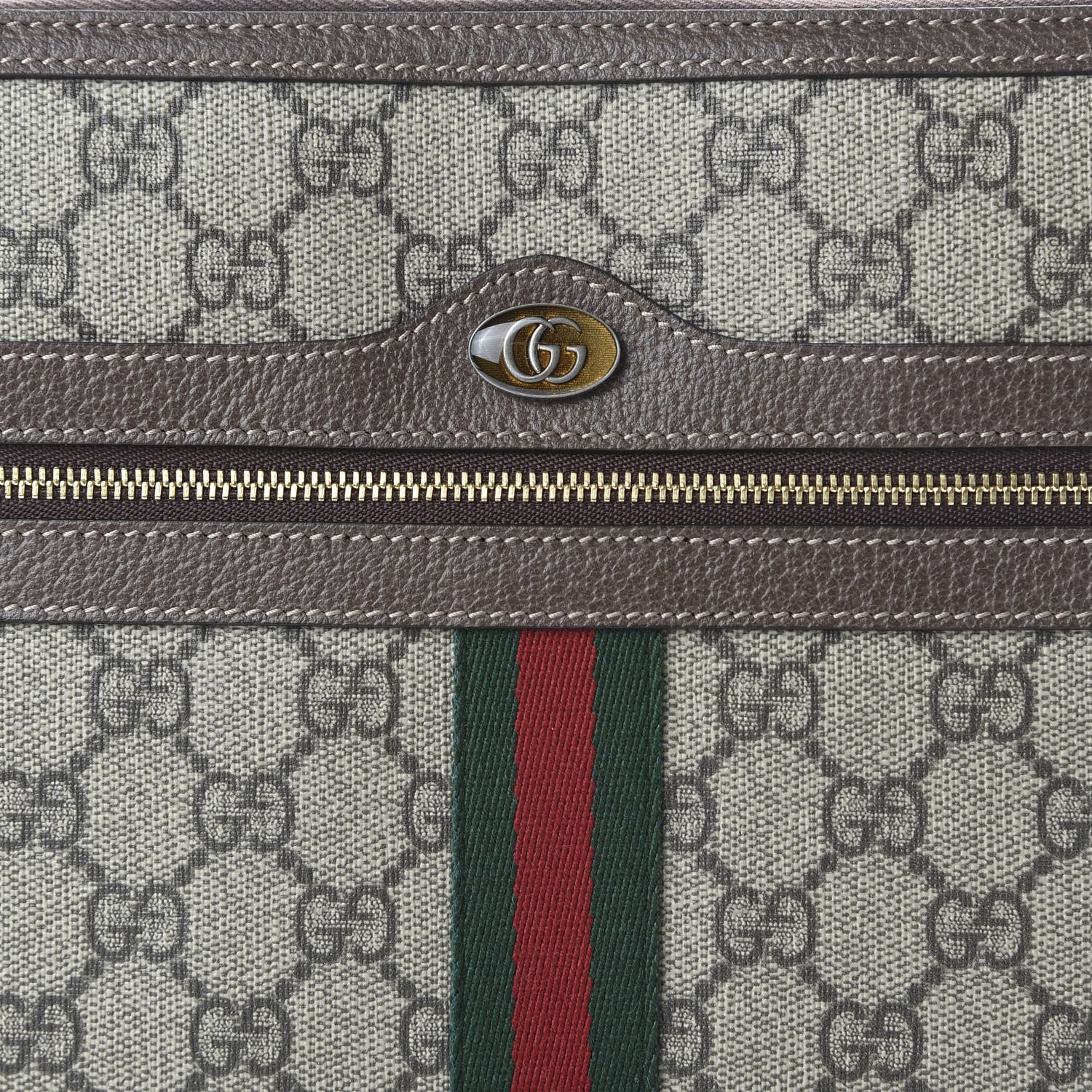 Gucci GG Supreme Monogram Large Ophidia Pouch Clutch Brown 10 of 11