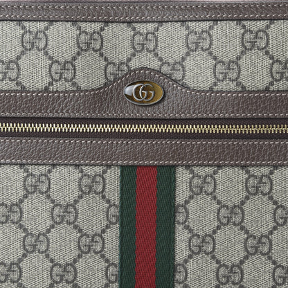 Gucci GG Supreme Monogram Large Ophidia Pouch Clutch Brown 10 of 11