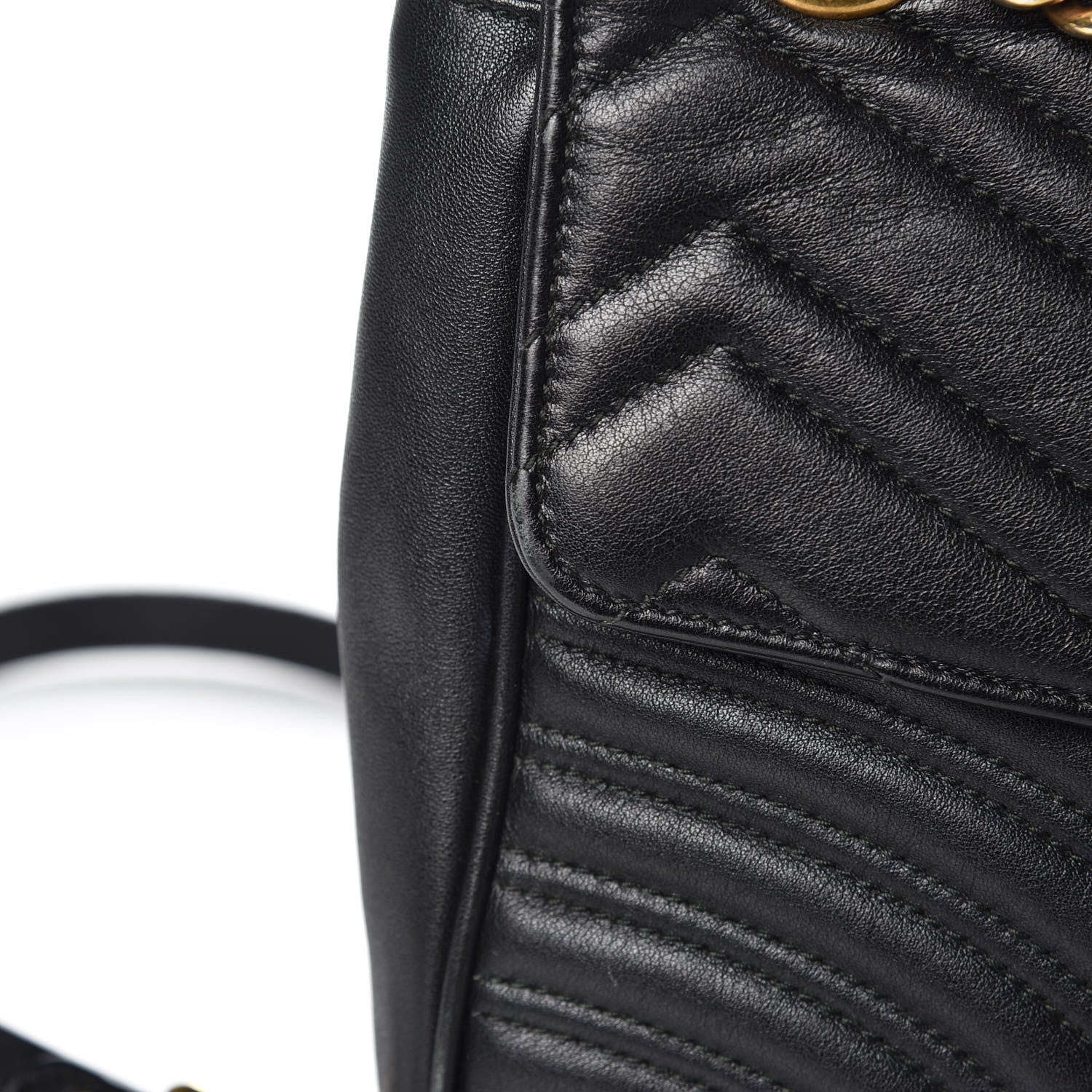 Gucci Calfskin Matelasse Medium GG Marmont Shoulder Bag Black 15 of 16