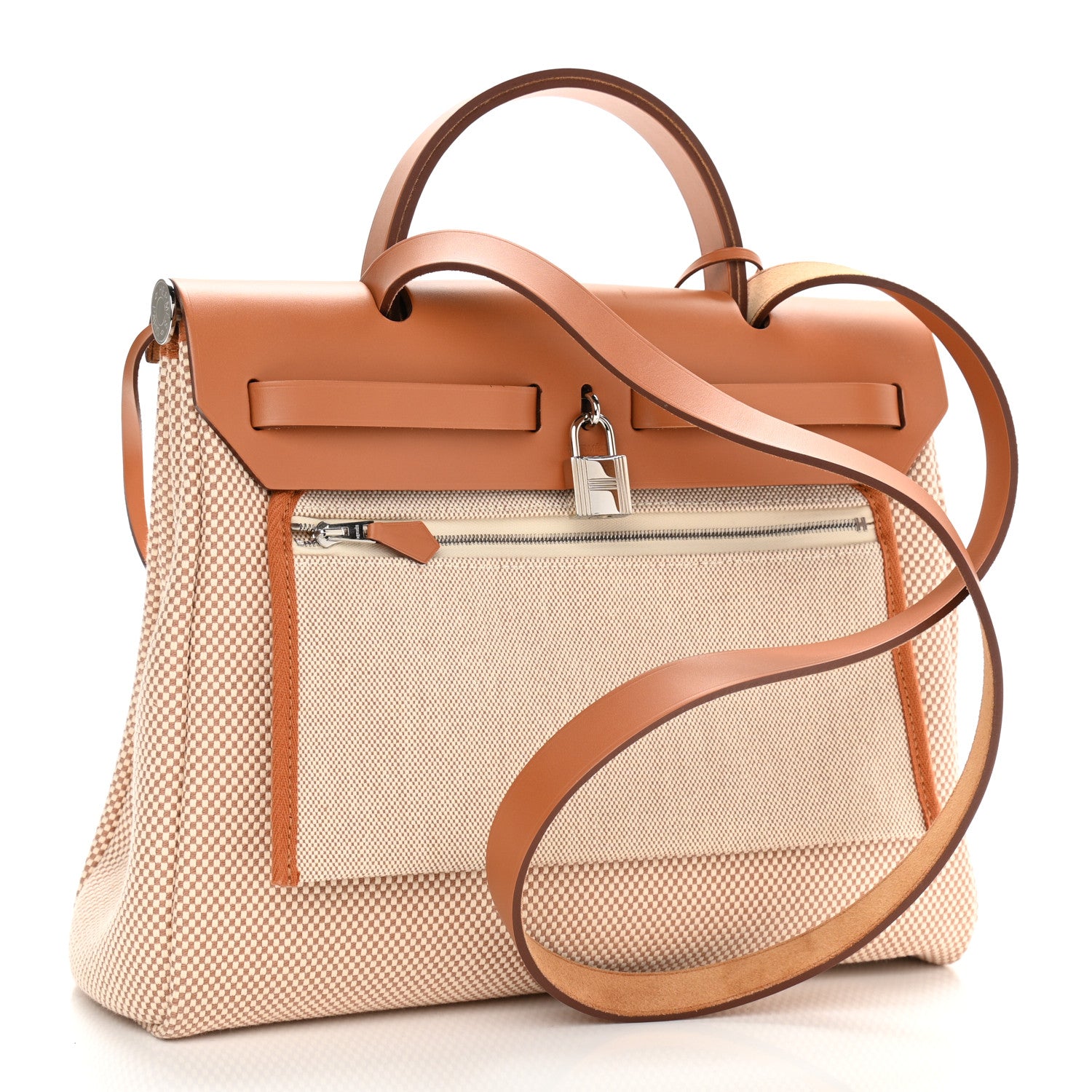 Hermes Vache Hunter Criss Viking Herbag Zip Retourne 31 PM Ecru Beige Naturel 3 of 9