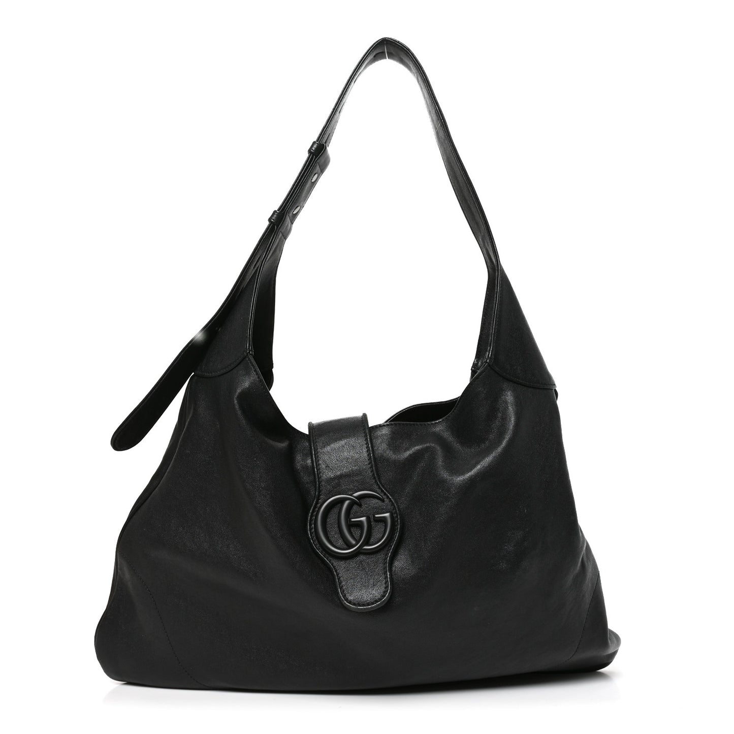 Goatskin Monochrome Large Aphrodite Shoulder Bag Black
