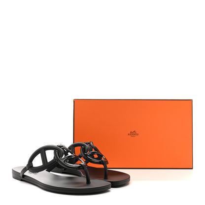 Hermes Rubber Womens Egerie Sandals 36 Black 11 of 11
