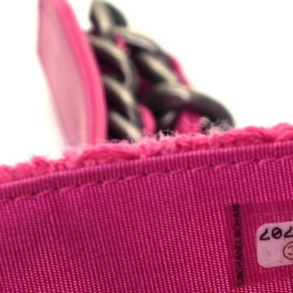 Chanel Wool Tweed Lambskin Quilted Chanel 19 Wallet On Chain WOC Fuchsia 6 of 8