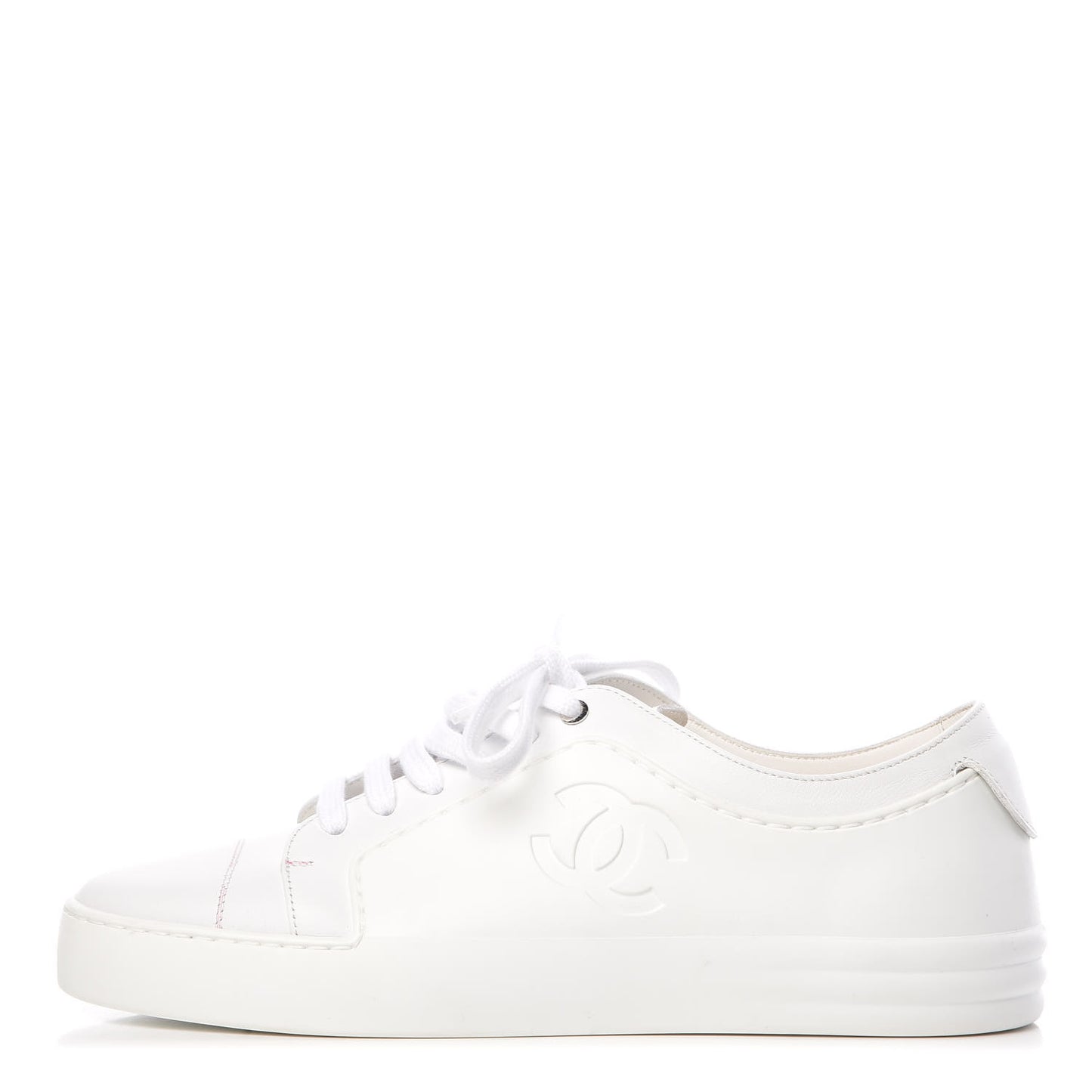 Calfskin Gum Womens CC Sneakers 38 White