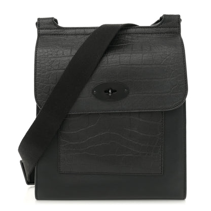 Mulberry Calfskin Crocodile Embossed Effect Antony Messenger Crossbody Black 1 of 9