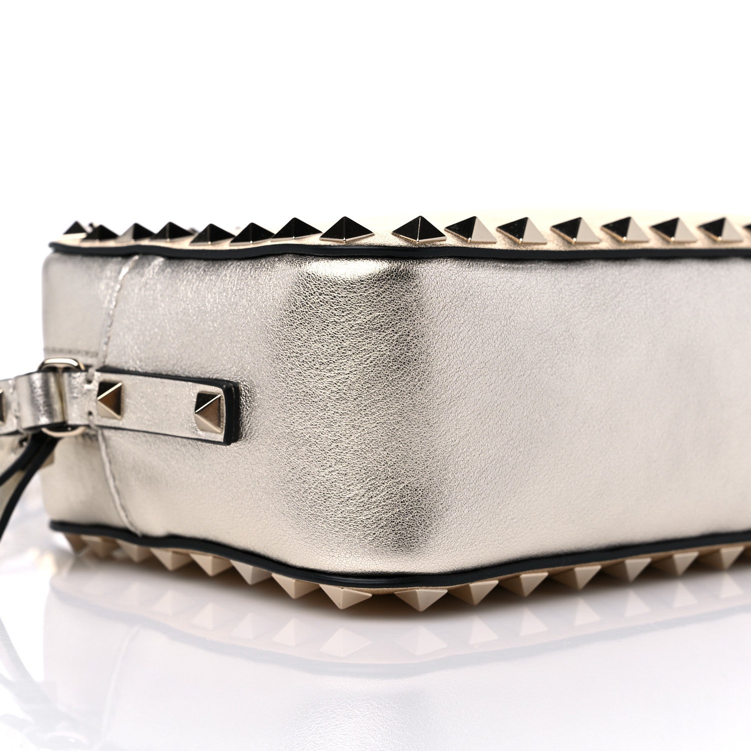 Valentino Garavani Metallic Calfskin Rockstud Camera Crossbody Bag Gold 6 of 7