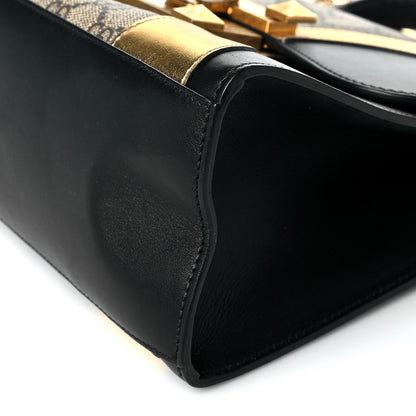 Gucci GG Supreme Monogram Small Osiride Top Handle Bag Black Gold 11 of 14