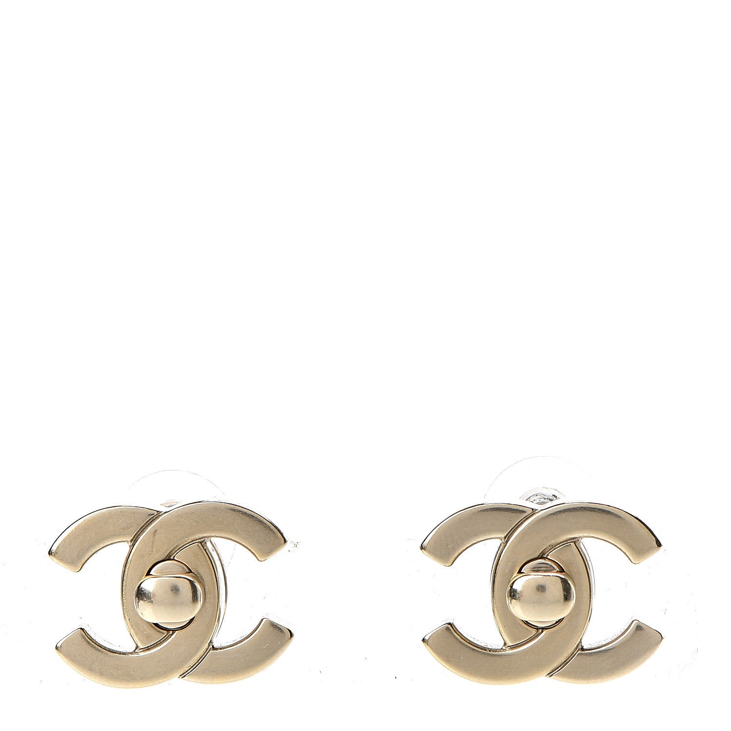 Chanel CC Turnlock Interchangeable Earrings Gold Iridescent 1 of 7
