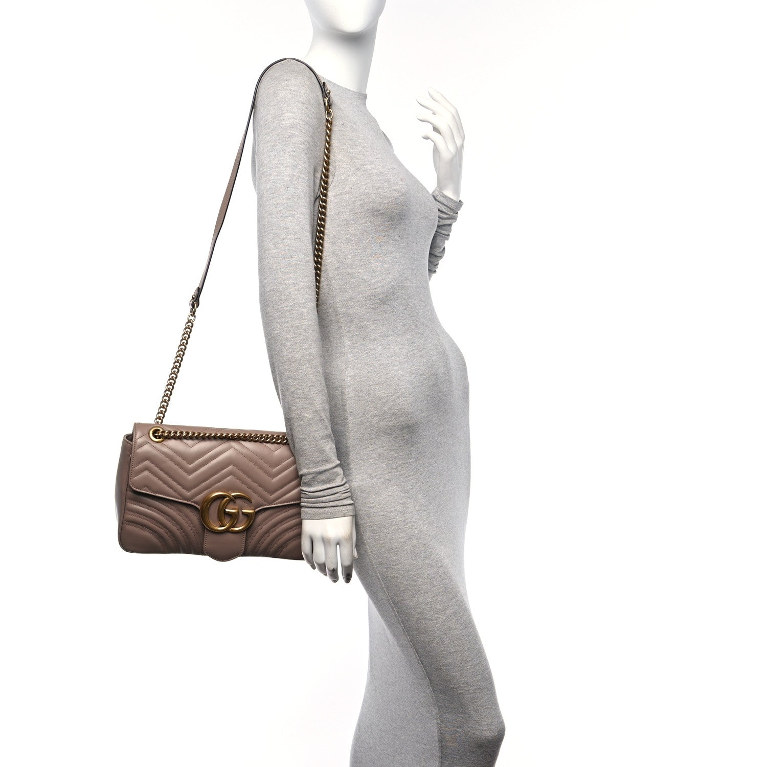 Gucci Calfskin Matelasse Medium GG Marmont Shoulder Bag Porcelain Rose 2 of 10