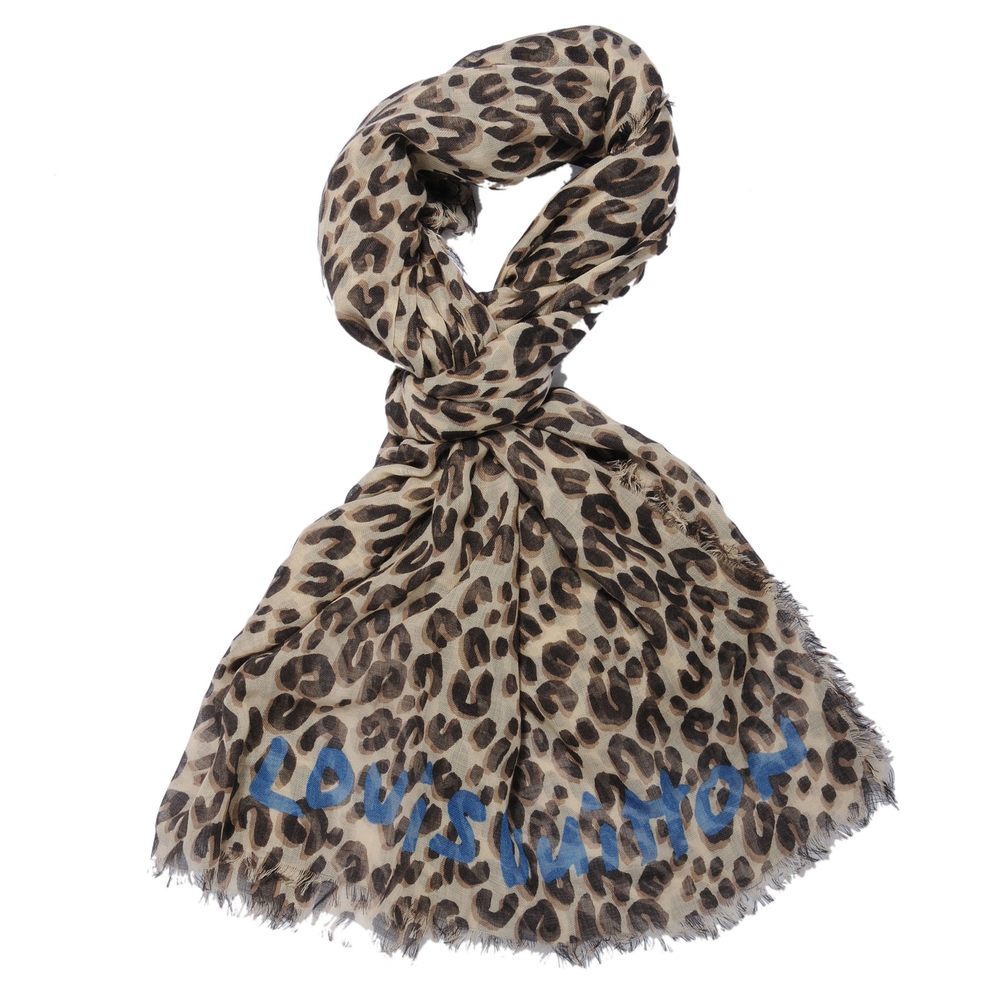 Cashmere Silk Leopard Stole Beige