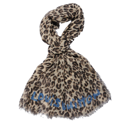 Louis Vuitton Cashmere Silk Leopard Stole Beige 1 of 7