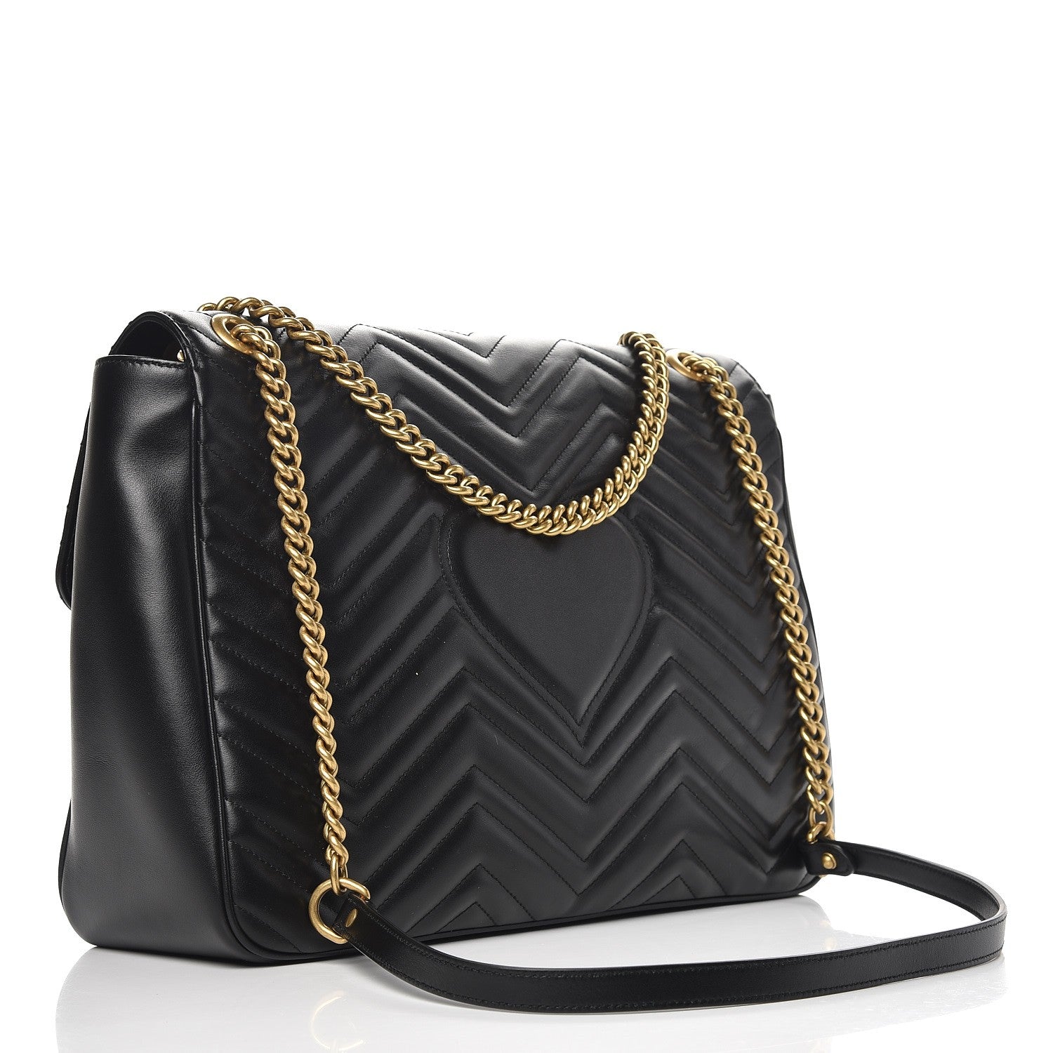 Gucci Calfskin Matelasse Large GG Marmont Shoulder Bag Black 4 of 8